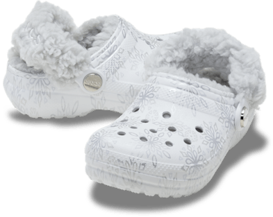 Toddlers Classic Metallic Snowflakes Fleece Lined Clog